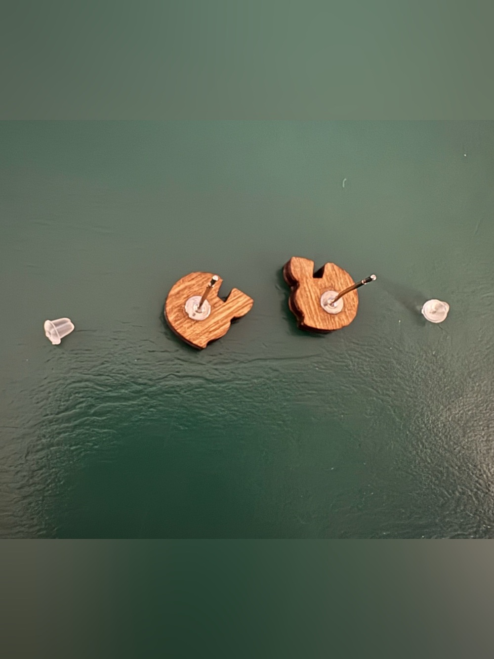 FOOTBALL HELMET EARRINGS | Etched Wood Post Studs - Picture 4 of 10